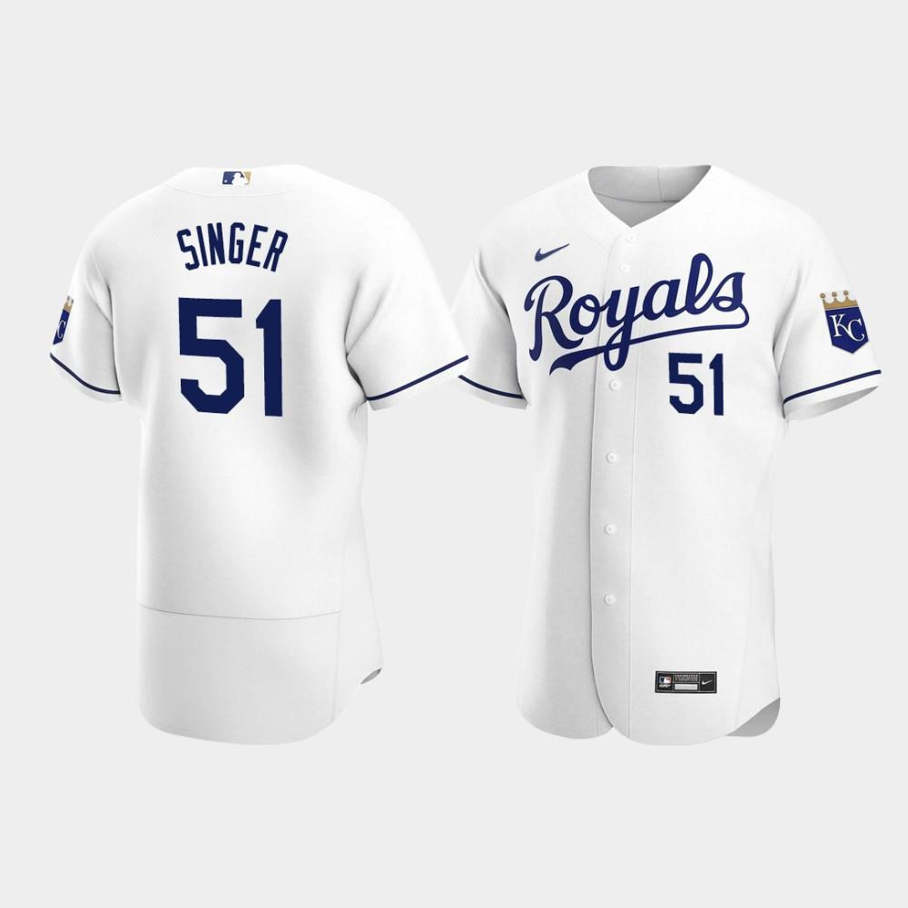 Brady Singer 51 Kansas City Royals White Home Baseball Jersey Baseball Jersey 