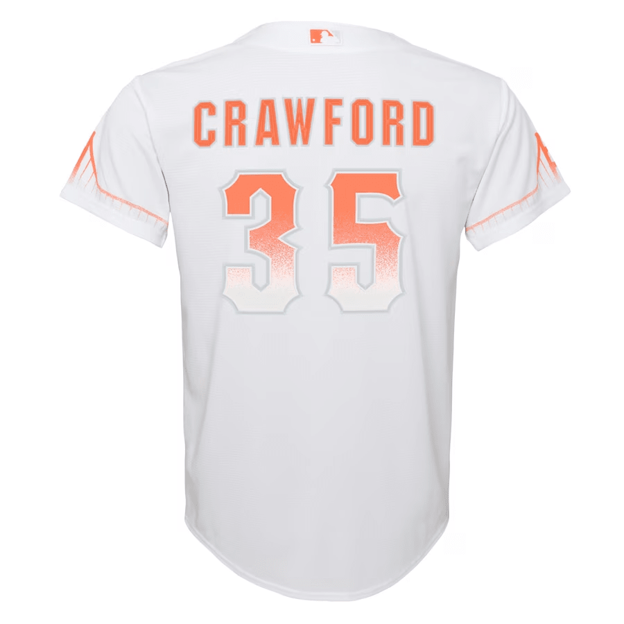 Alternative view of Brandon Crawford 35 San Francisco Giants Youth City Connect Baseball Jersey - White 