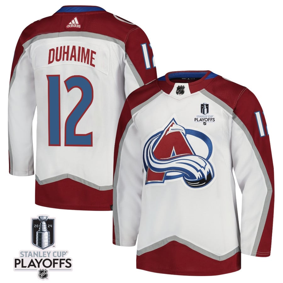 Brandon Duhaime 12 Colorado Avalanche 2024 NHL Playoffs Patch Away Hockey Jersey - Men, White - JS140 
