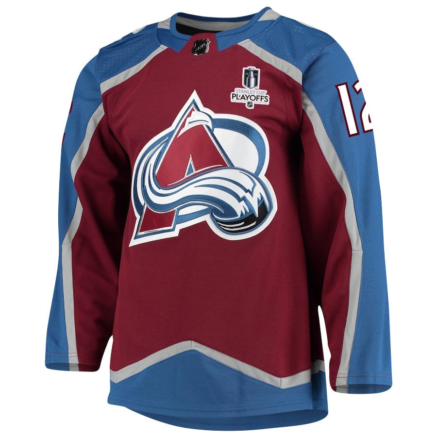 Alternative view of Brandon Duhaime 12 Colorado Avalanche 2024 NHL Playoffs Patch Home Hockey Jersey - Men - JS992 
