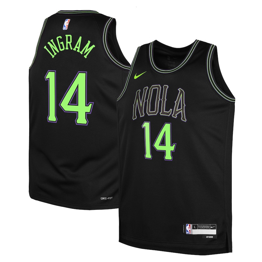 Brandon Ingram 14 New Orleans Pelicans 2023/24 City Edition Swingman YOUTH Basketball Jersey - Black - JS201 