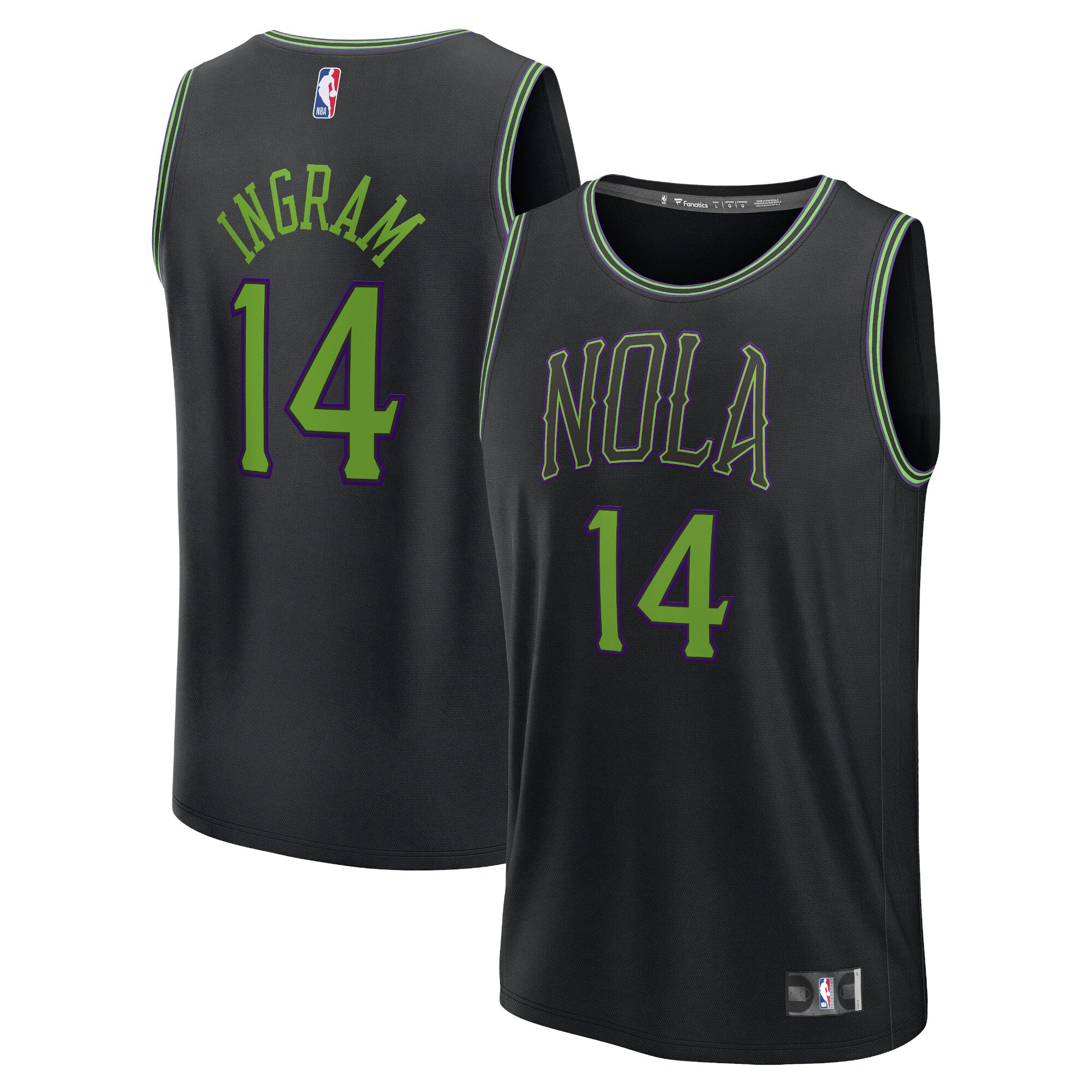 Brandon Ingram New Orleans Pelicans Fanatics Fast Break Basketball Jersey - Black - City Edition