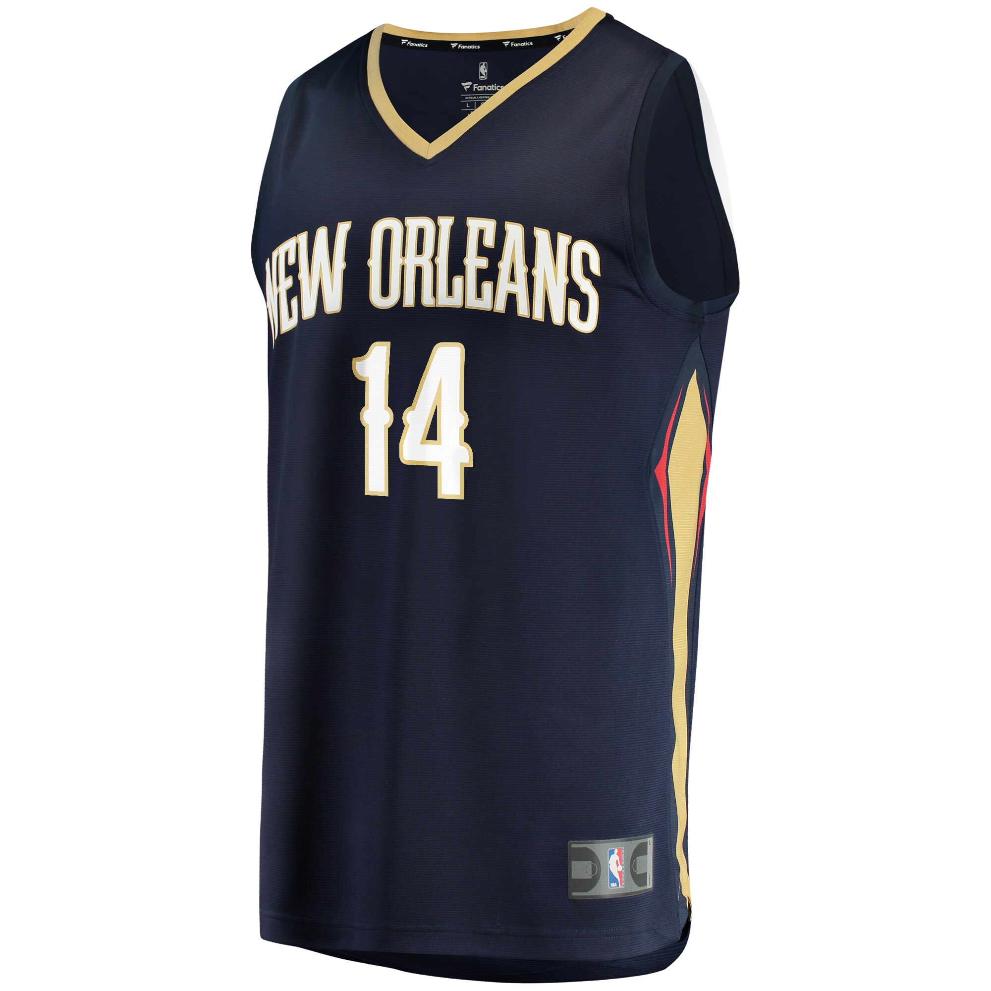 Alternative view of Brandon Ingram New Orleans Pelicans Fanatics Fast Break Replica Basketball Jersey Navy - Icon Edition