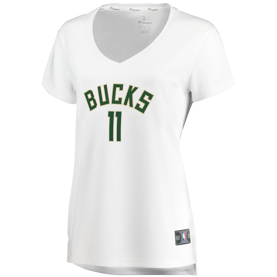 Alternative view of Brandon Jennings Milwaukee Bucks Fanatics Branded Women's Fast Break Replica Basketball Jersey White - Association Edition