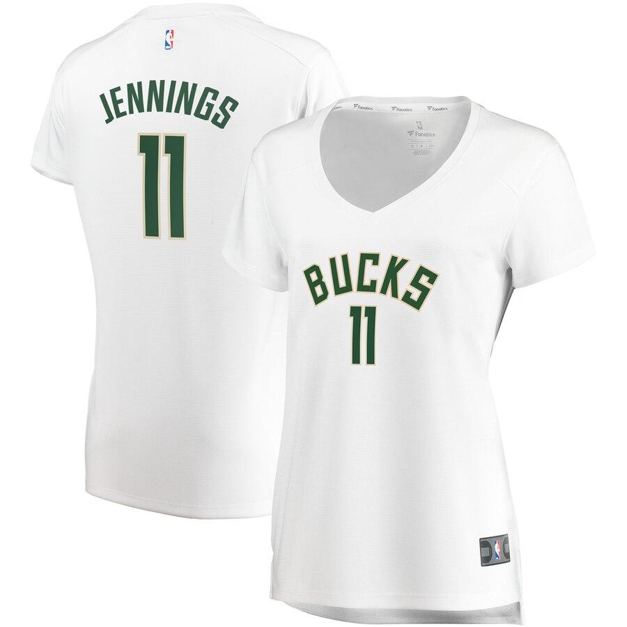 Brandon Jennings Milwaukee Bucks Fanatics Branded Women's Fast Break Replica Basketball Jersey White - Association Edition
