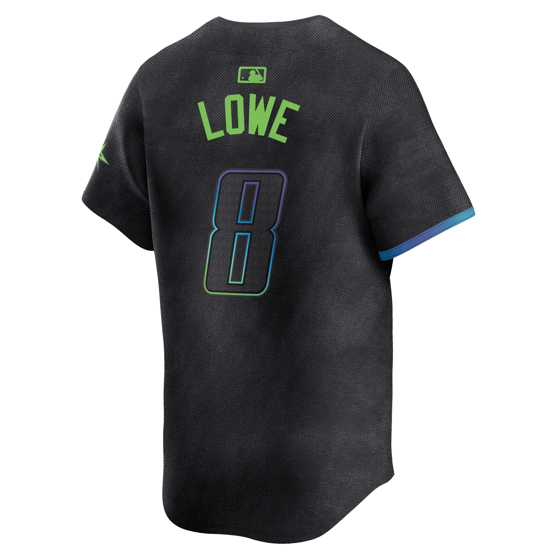 Alternative view of Brandon Lowe 8 Tampa Bay Rays 2024 City Connect Limited Men Baseball Jersey - Charcoal - JS250 