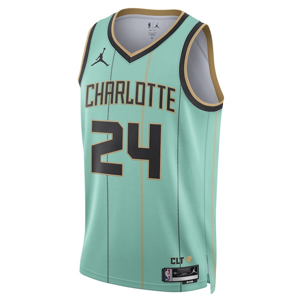 Alternative view of Brandon Miller 24 Charlotte Hornets Unisex 2024/25 Swingman Player Basketball Jersey - City Edition - Mint - JS714 