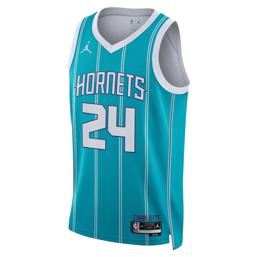 Alternative view of Brandon Miller 24 Charlotte Hornets Unisex Swingman Basketball Jersey - Icon Edition - Teal - JS766 