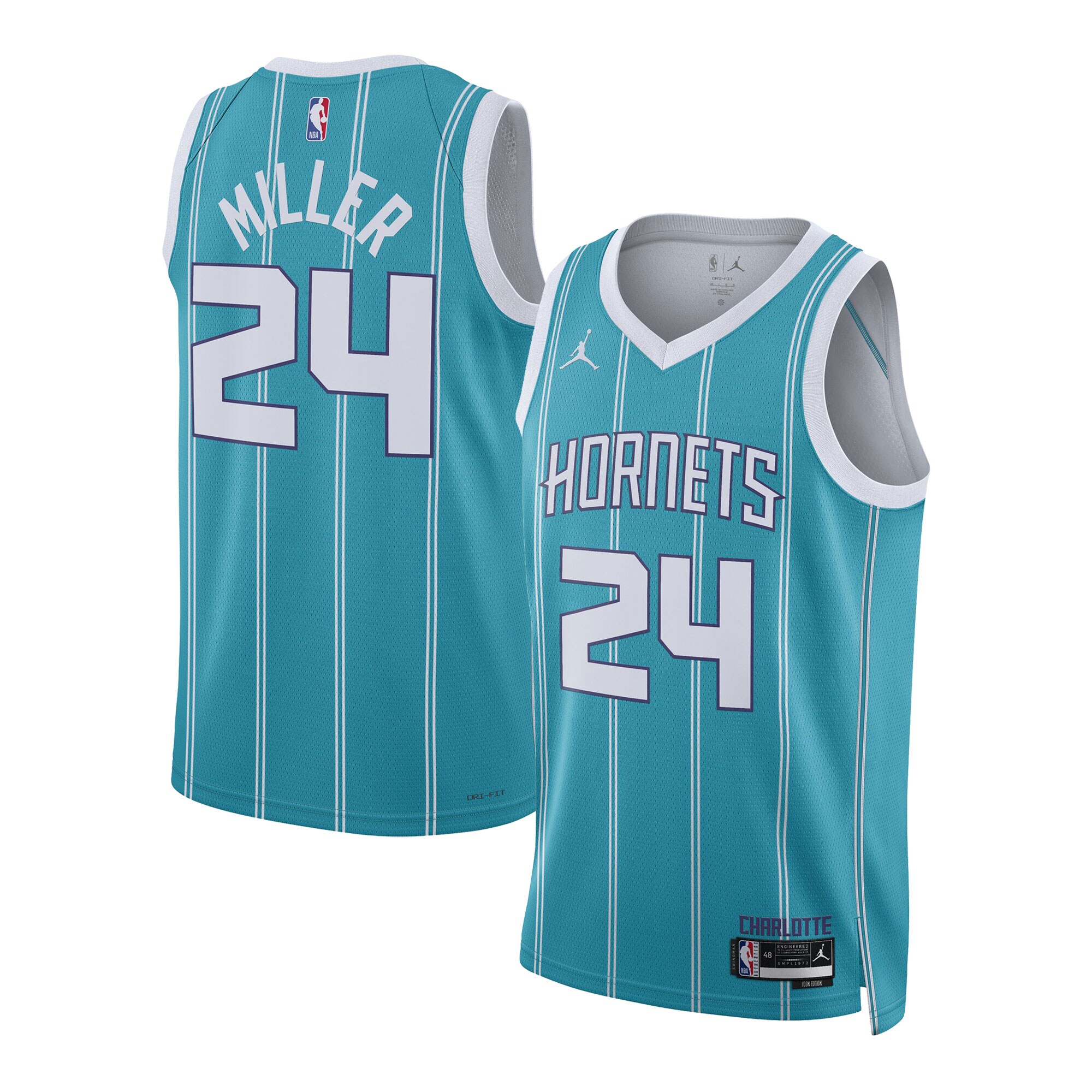 Brandon Miller Charlotte Hornets Unisex Nba Draft Swingman Basketball Jersey - Icon Edition - Teal