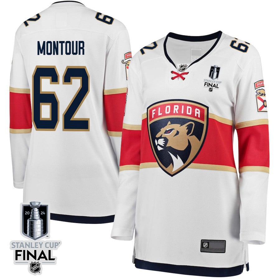 Brandon Montour 62 Florida Panthers 2024 STANLEY CUP Final Women's Away Breakaway Hockey Jersey - White - JS181 