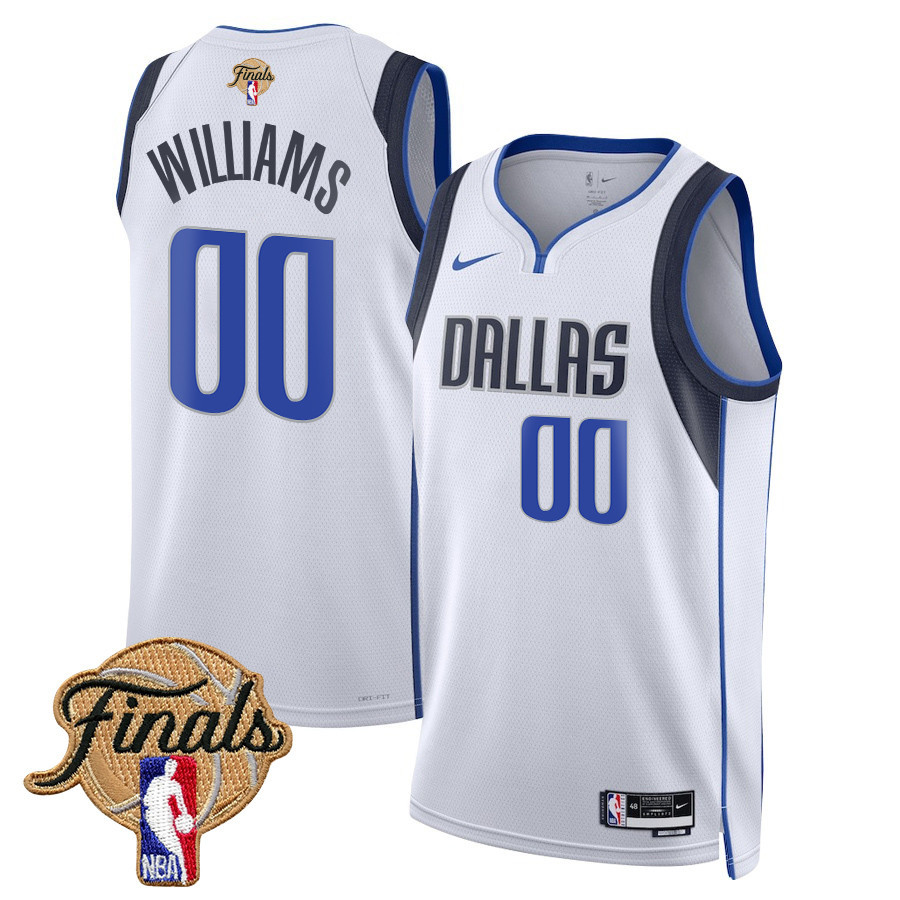 Brandon Williams 00 Dallas Mavericks 2024 FINALS PATCH Swingman Basketball Jersey - Association Edition - White - JS675 