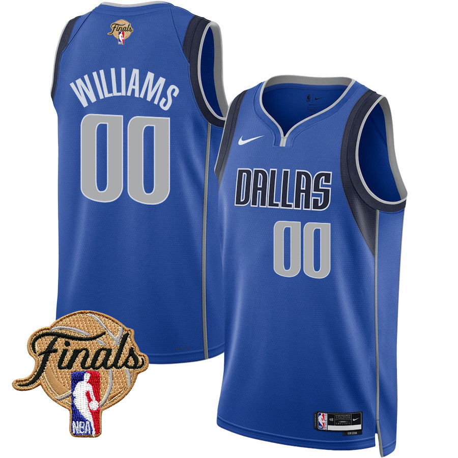 Brandon Williams 00 Dallas Mavericks 2024 FINALS PATCH Swingman Basketball Jersey - Icon Edition - Blue - JS497 