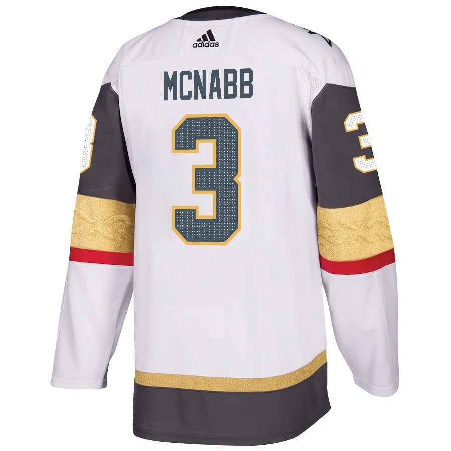 Alternative view of Brayden McNabb 3 Vegas Golden Knights Stanley Cup 2023 Champions Patch Away Breakaway Men Hockey Jersey - White - JS413 