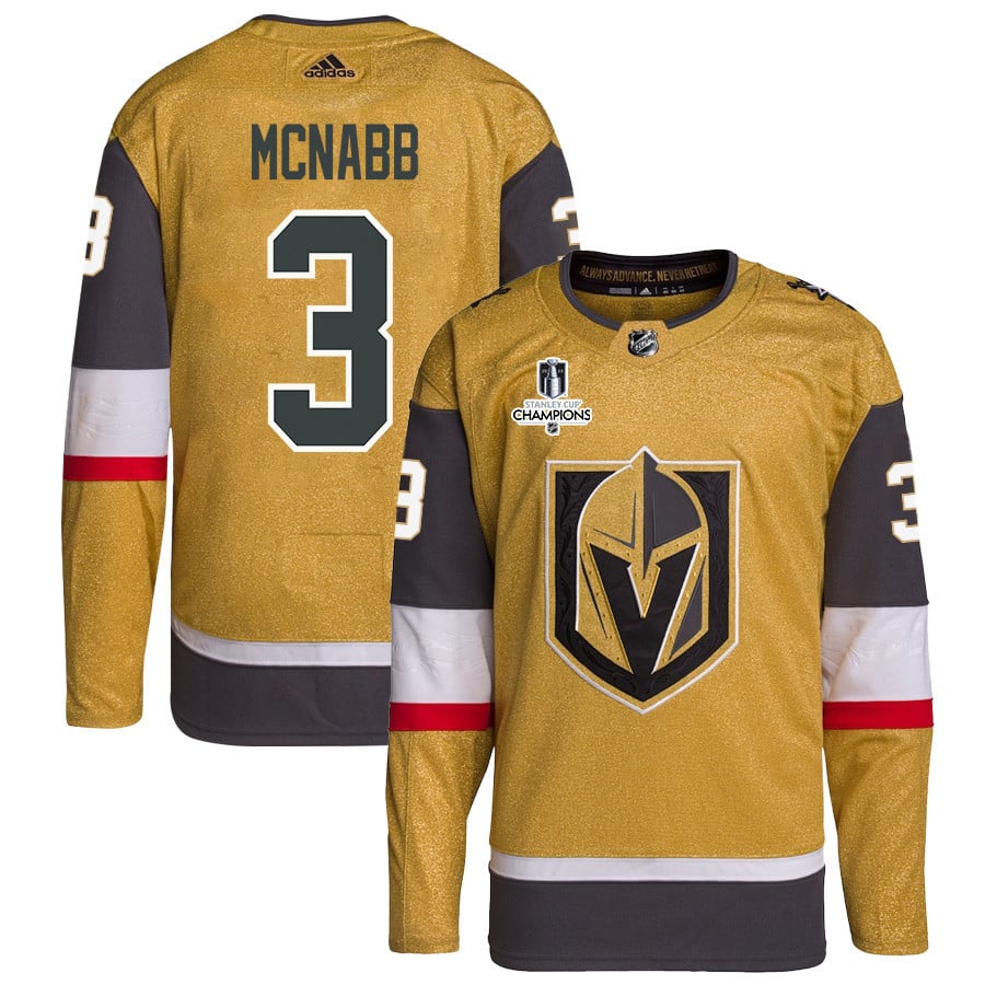 Brayden McNabb 3 Vegas Golden Knights Stanley Cup 2023 Champions Patch Home Breakaway Men Hockey Jersey - Gold - JS371 