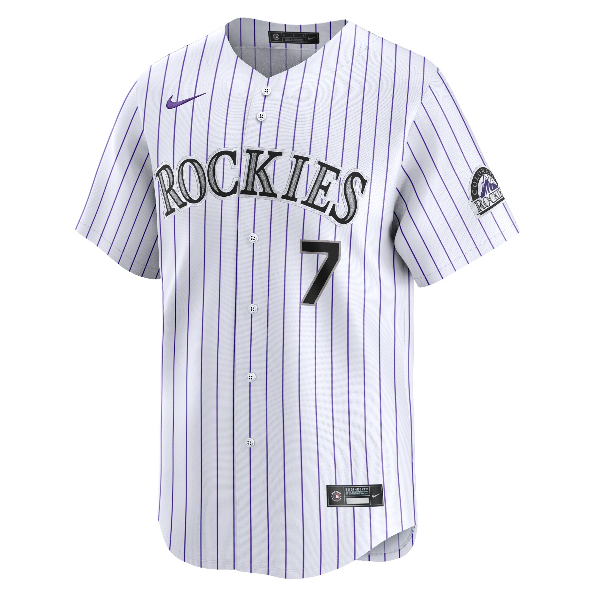 Alternative view of Brendan Rodgers Colorado Rockies Home Limited Player Baseball Jersey - White