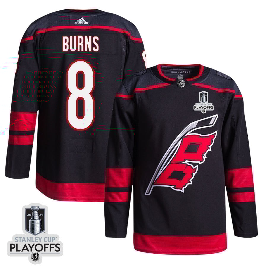 Brent Burns 8 Carolina Hurricanes 2024 NHL Playoffs Patch Home Hockey Jersey - Men, Black - JS752 