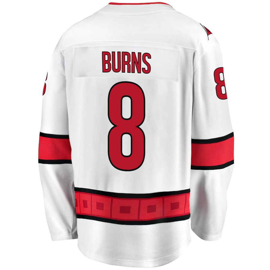 Alternative view of Brent Burns 8 Carolina Hurricanes Stanley Cup 2023 Playoffs Patch Away Breakaway Men Hockey Jersey - White - JS908 