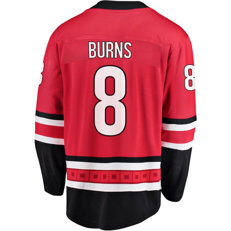 Alternative view of Brent Burns 8 Carolina Hurricanes Stanley Cup 2023 Playoffs Patch Home Breakaway Men Hockey Jersey - Red - JS687 