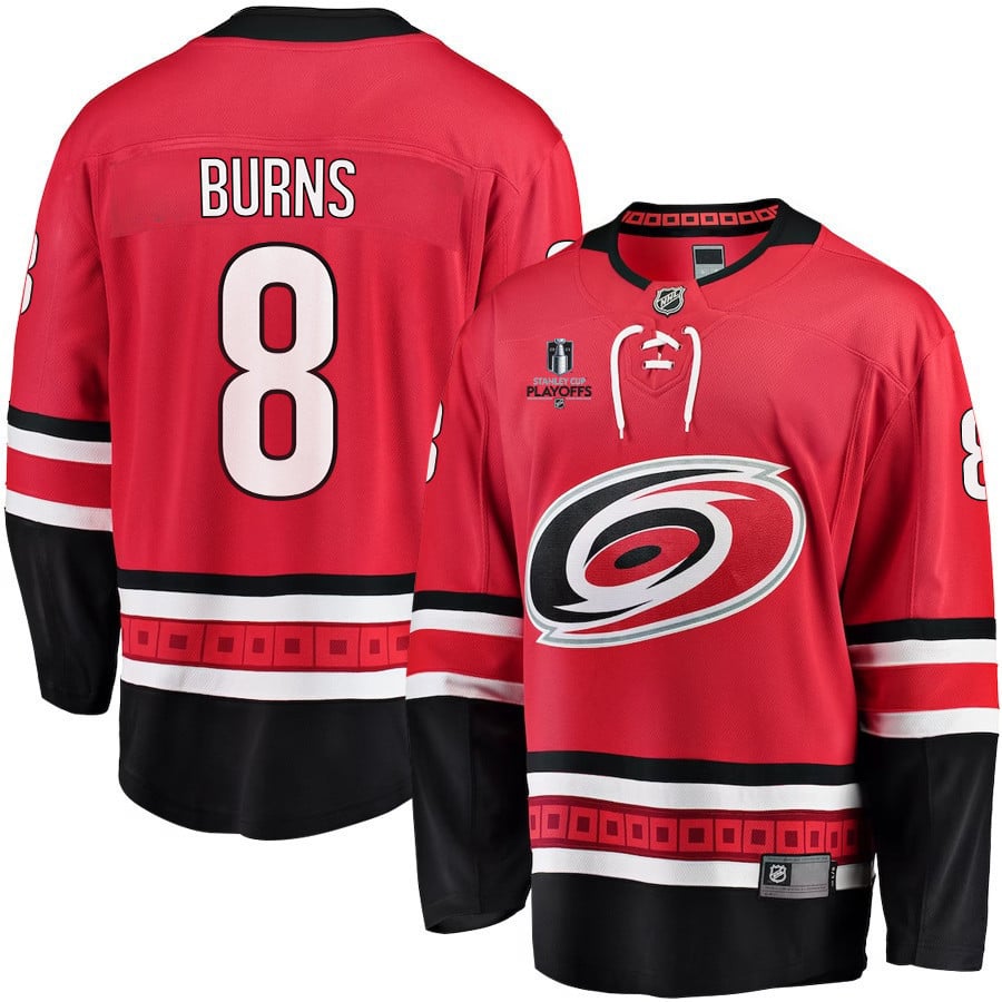 Brent Burns 8 Carolina Hurricanes Stanley Cup 2023 Playoffs Patch Home Breakaway Men Hockey Jersey - Red - JS687 