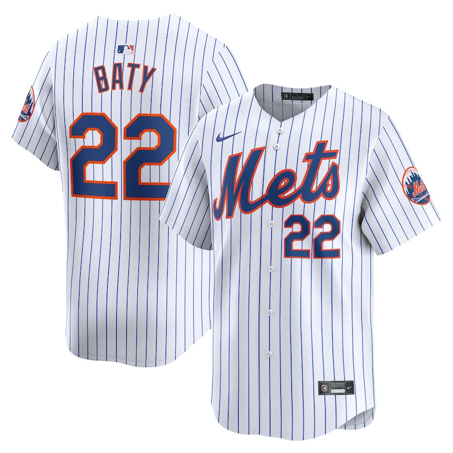 Brett Baty 22 New York Mets Home Limited Player Men Baseball Jersey - White 