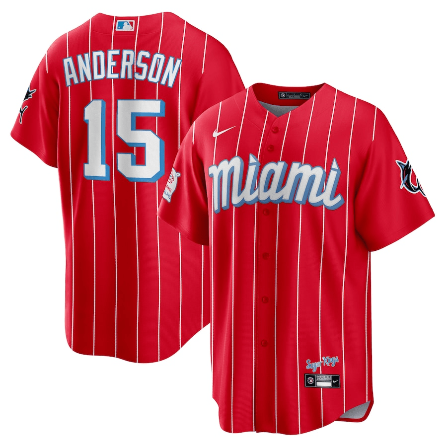 Brian Anderson 15 Miami Marlins City Connect Team Men Baseball Jersey - Red 