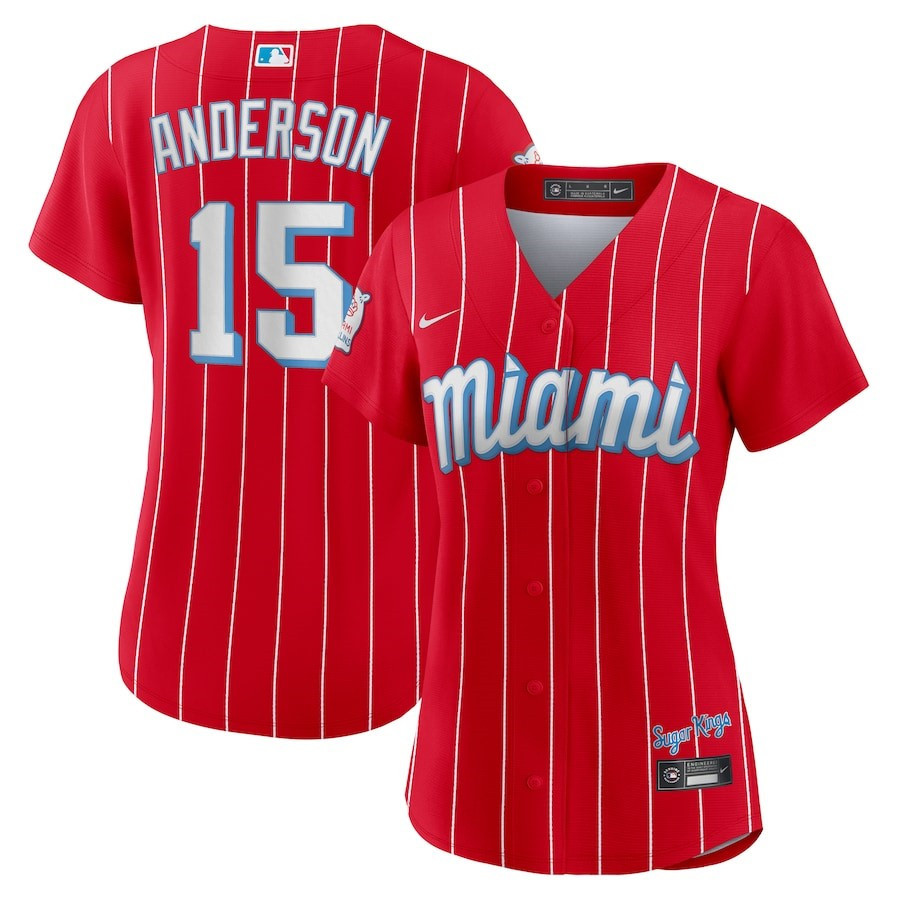 Brian Anderson 15 Miami Marlins Women's City Connect Player Baseball Jersey - Red 