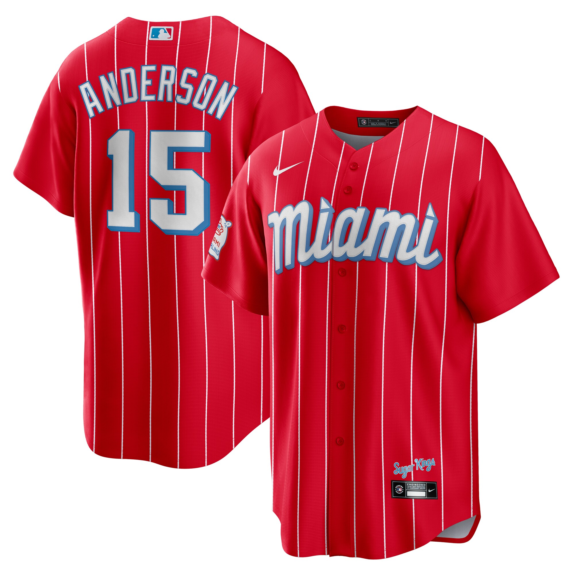 Alternative view of Brian Anderson Miami Marlins City Connect Replica Player Baseball Jersey – Red
