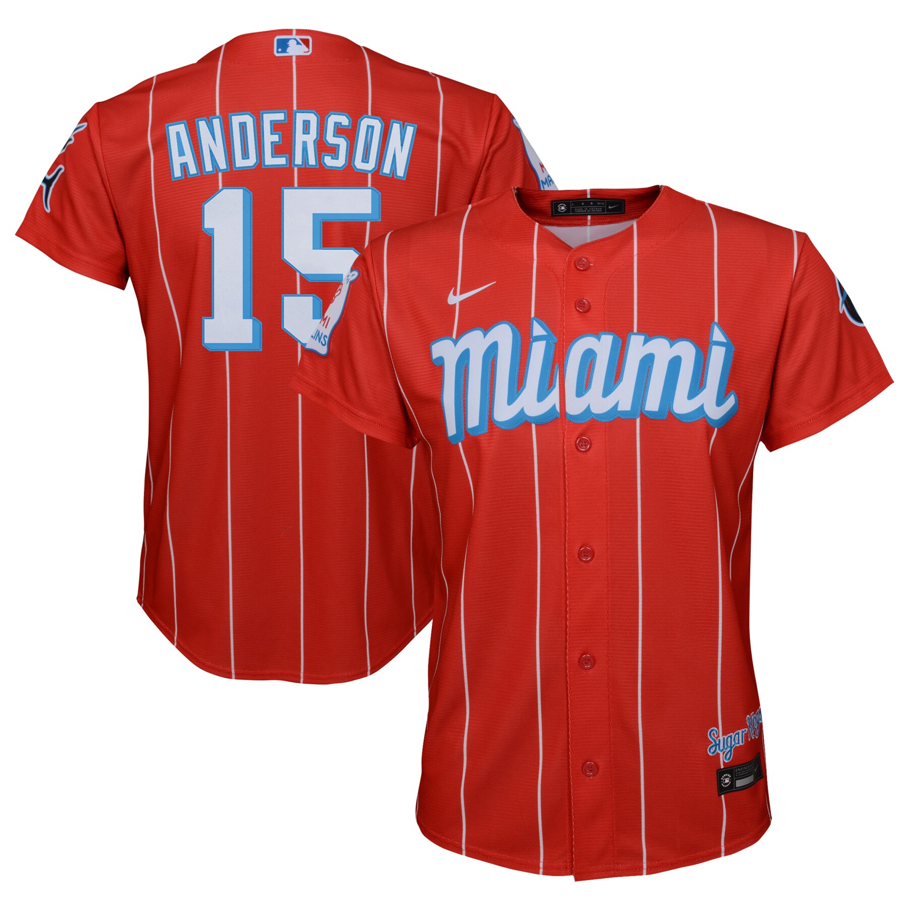 Alternative view of Brian Anderson Miami Marlins Youth City Connect Replica Player Baseball Jersey - Red