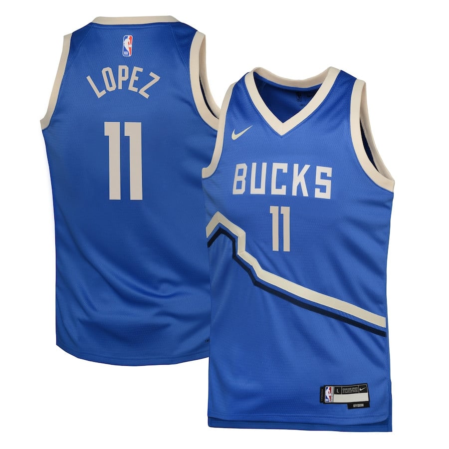 Brook Lopez 11 Milwaukee Bucks 2024/25 Swingman Player YOUTH Basketball Jersey - City Edition - Royal - JS391 
