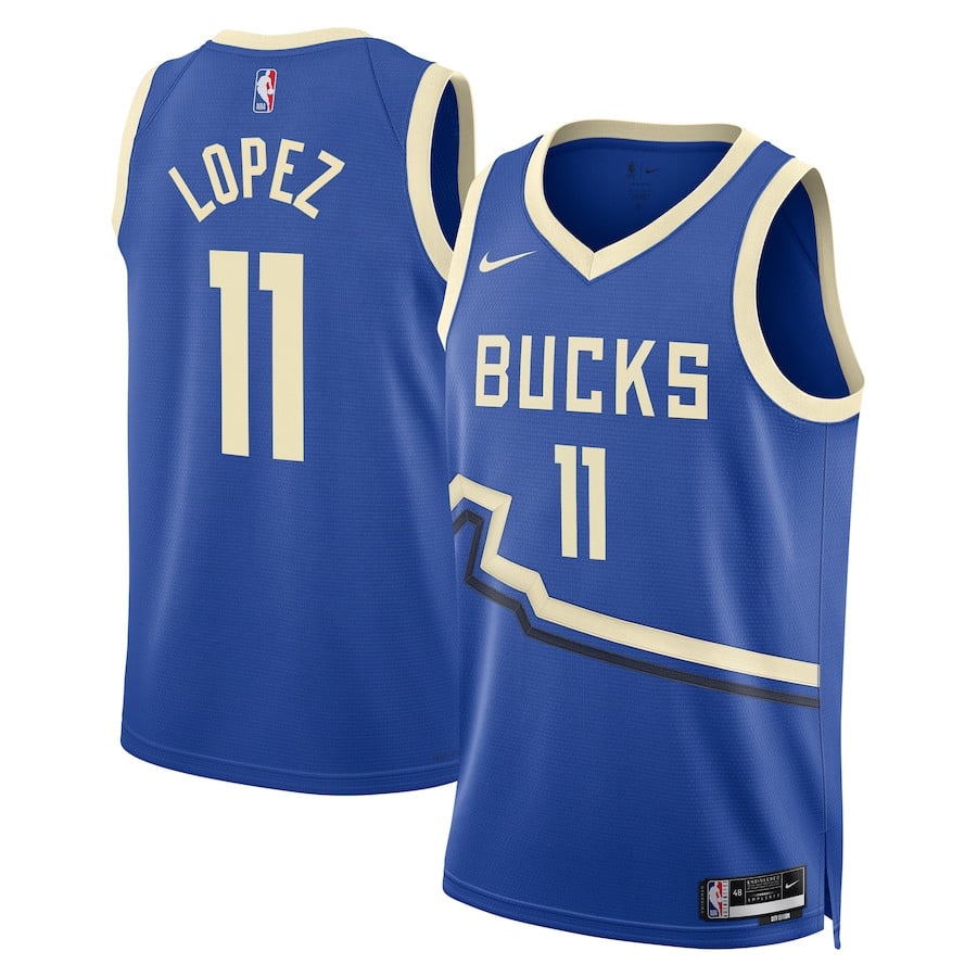 Brook Lopez 11 Milwaukee Bucks Unisex 2024/25 Swingman Player Basketball Jersey - City Edition - Royal - JS620 