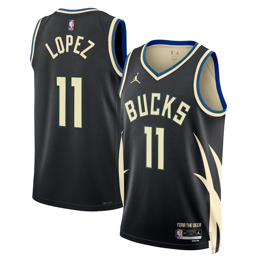 Brook Lopez 11 Milwaukee Bucks Unisex Swingman Basketball Jersey - Statement Edition - Black - JS986 