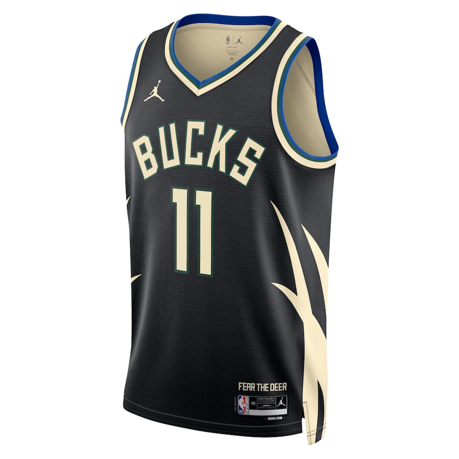 Alternative view of Brook Lopez 11 Milwaukee Bucks Unisex Swingman Basketball Jersey - Statement Edition - Black - JS986 