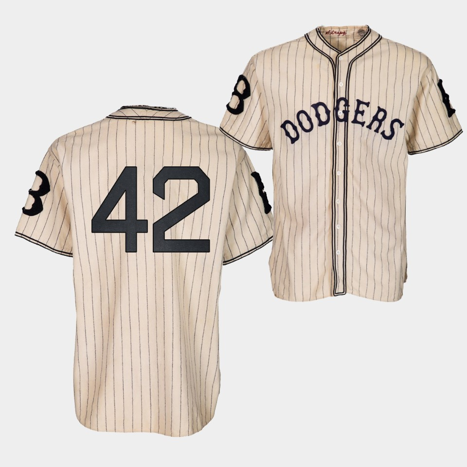 Brooklyn Dodgers Jackie Robinson 1933 Heritage 42 Gold Pinstripe Jersey 