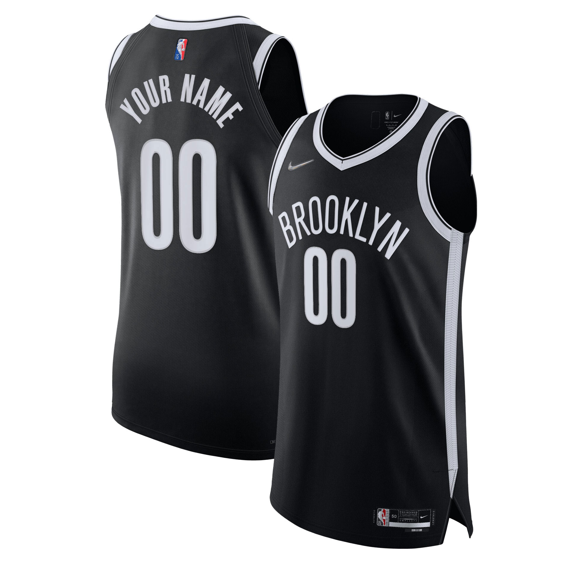 Brooklyn Nets 2021/22 Diamond Authentic Custom Basketball Jersey - Icon Edition - Black