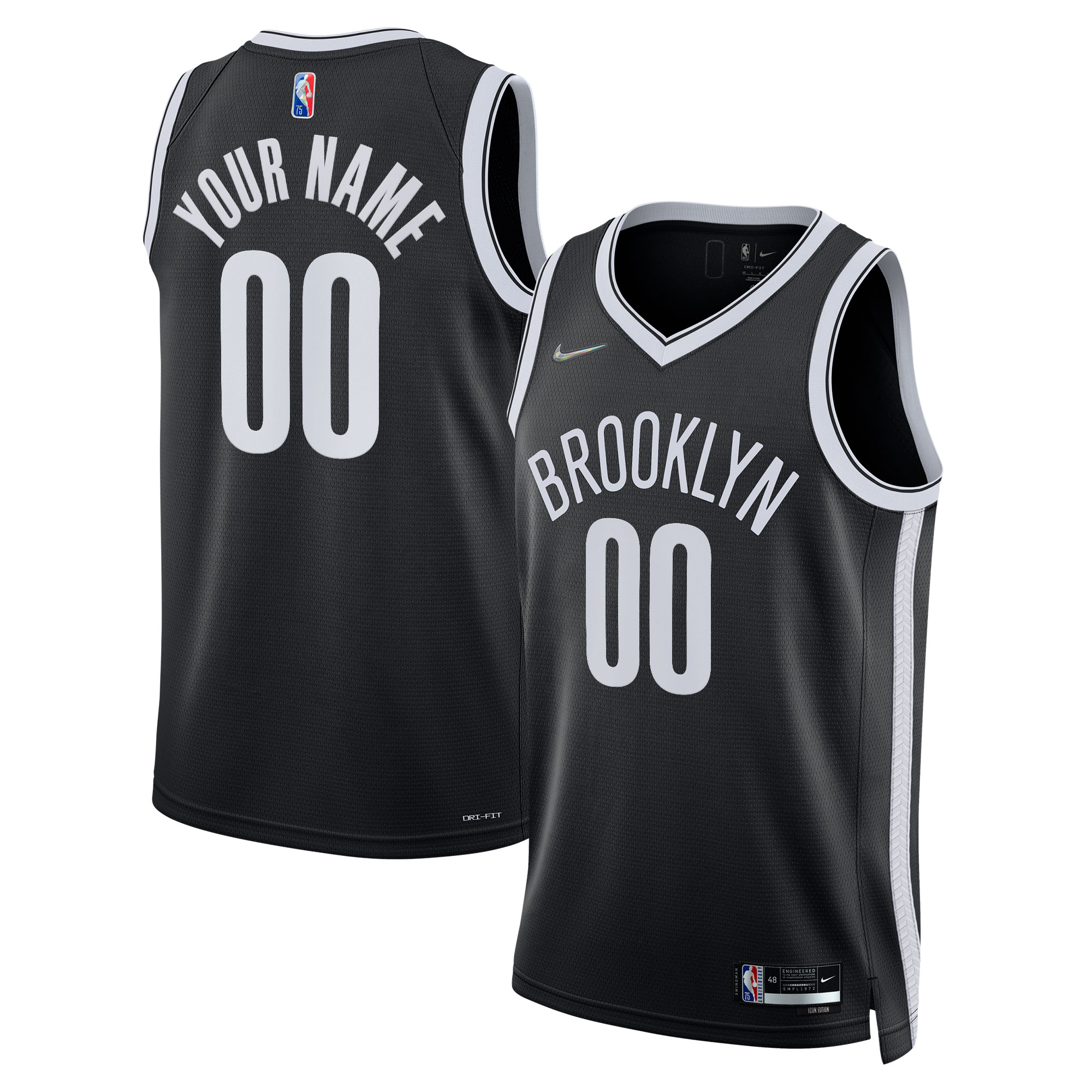 Brooklyn Nets 2021/22 Diamond Swingman Custom Basketball Jersey - Icon Edition - Black