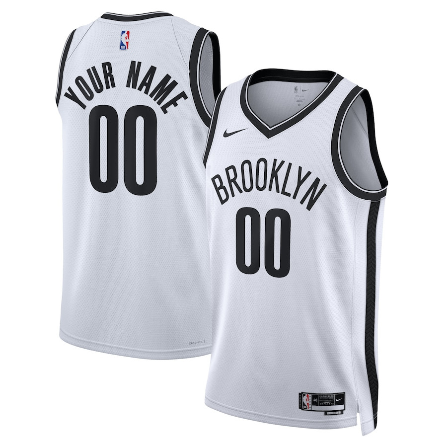 Brooklyn Nets 2023/24 Association Swingman Custom Men Basketball Jersey - White - JS111 