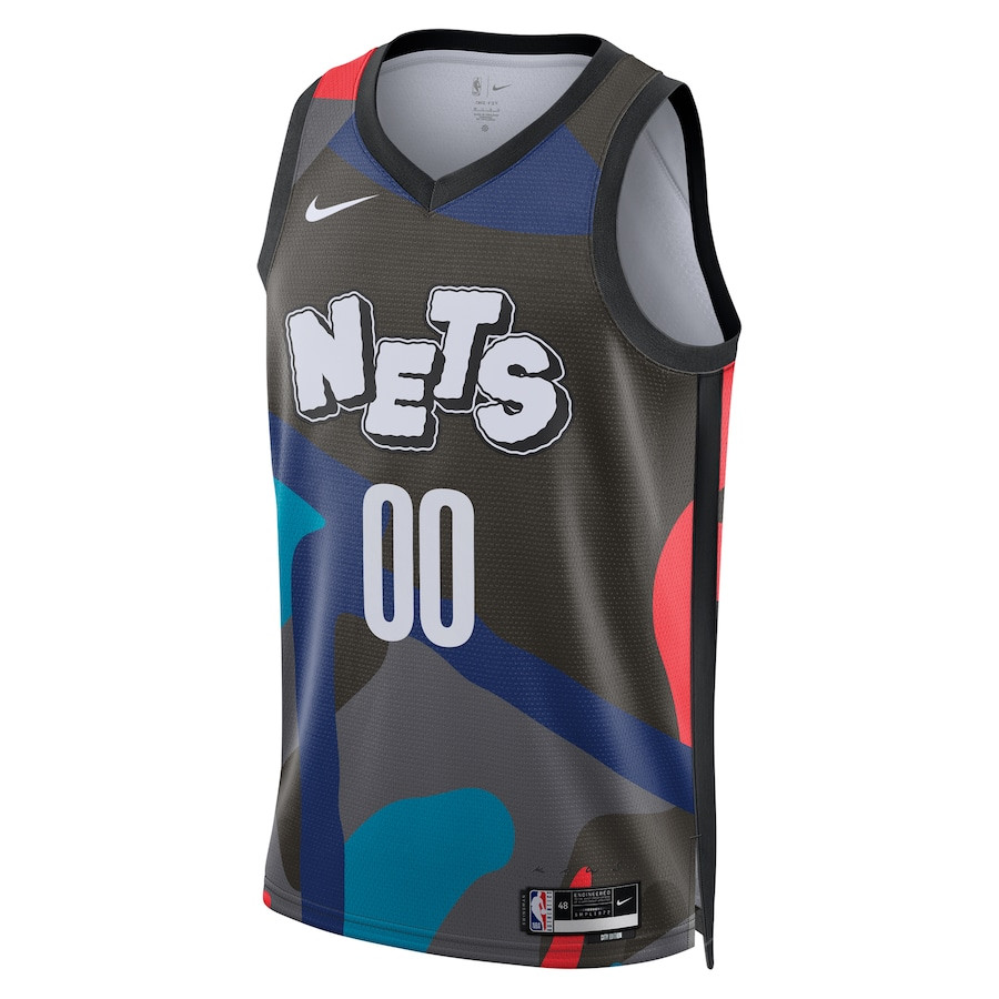 Alternative view of Brooklyn Nets 2023/24 City Edition Swingman Custom Basketball Jersey - Black - JS474 