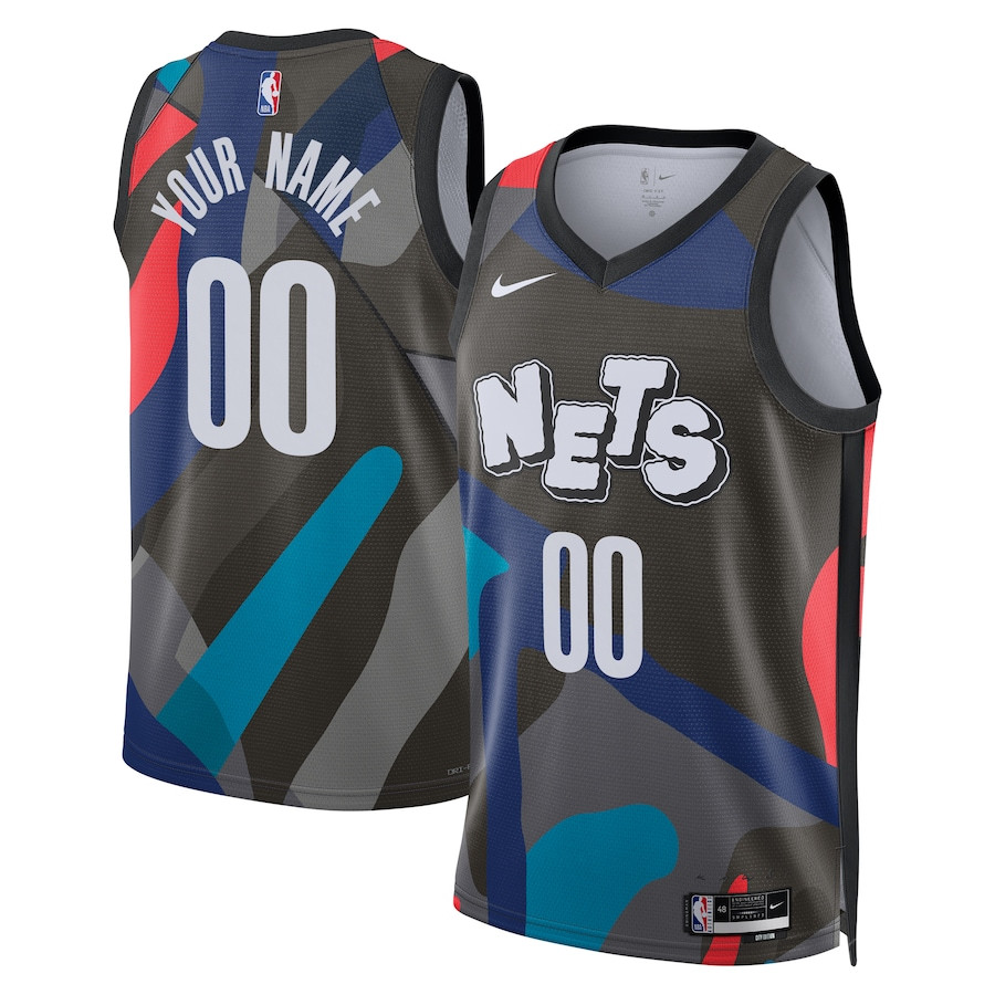 Brooklyn Nets 2023/24 City Edition Swingman Custom Basketball Jersey - Black - JS474 