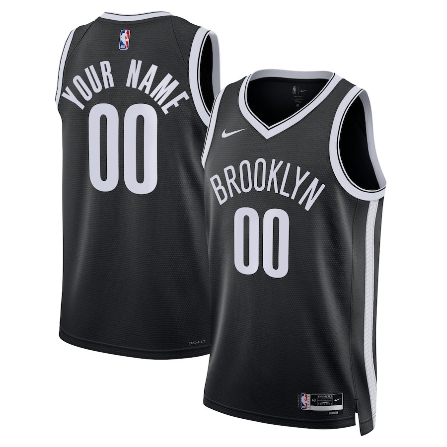Brooklyn Nets 2023/24 Icon Swingman Custom Men Jersey - Black - JS513 