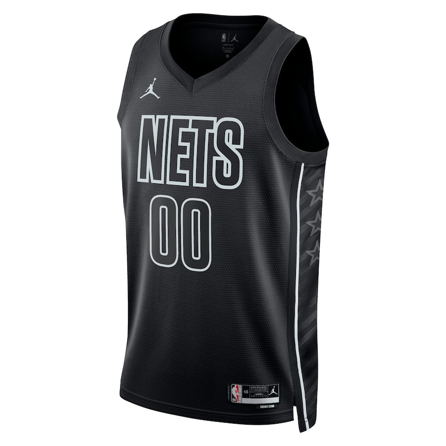 Alternative view of Brooklyn Nets 2023/24 Statement Swingman Custom Men Basketball Jersey - Black - JS785 