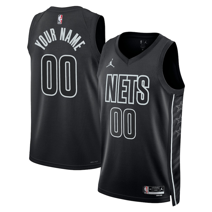 Brooklyn Nets 2023/24 Statement Swingman Custom Men Basketball Jersey - Black - JS785 