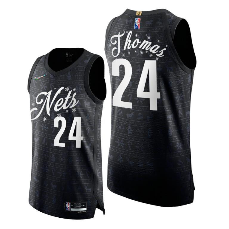 Brooklyn Nets 24 Cameron Thomas Black Christmas Eve Basketball Jersey 75th Anniversary - Men Basketball Jersey - JS840 