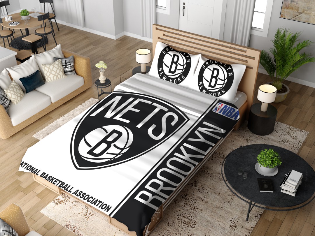 Alternative view of Brooklyn Nets NBA Basketball Bedding Set - Custom Bedding Set