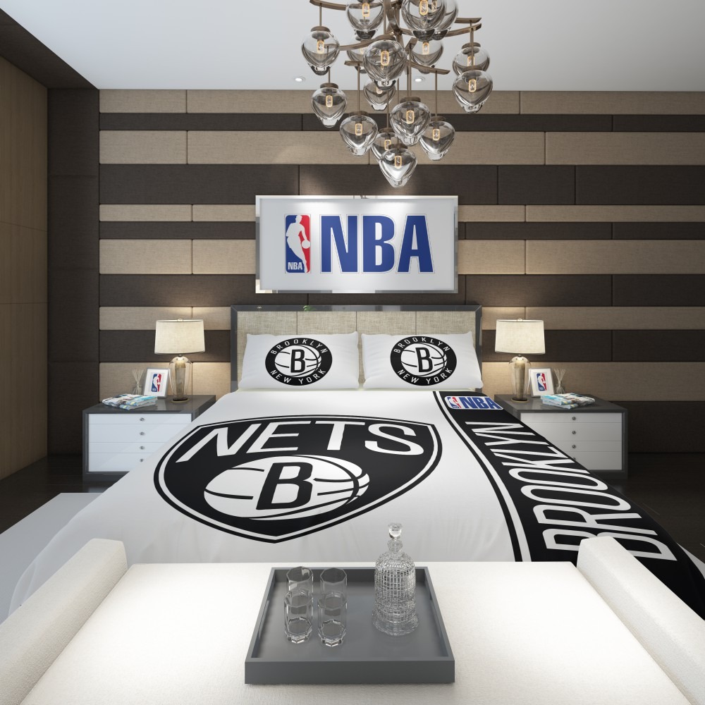 Alternative view of Brooklyn Nets NBA Basketball Comforter - Custom Bedding Set