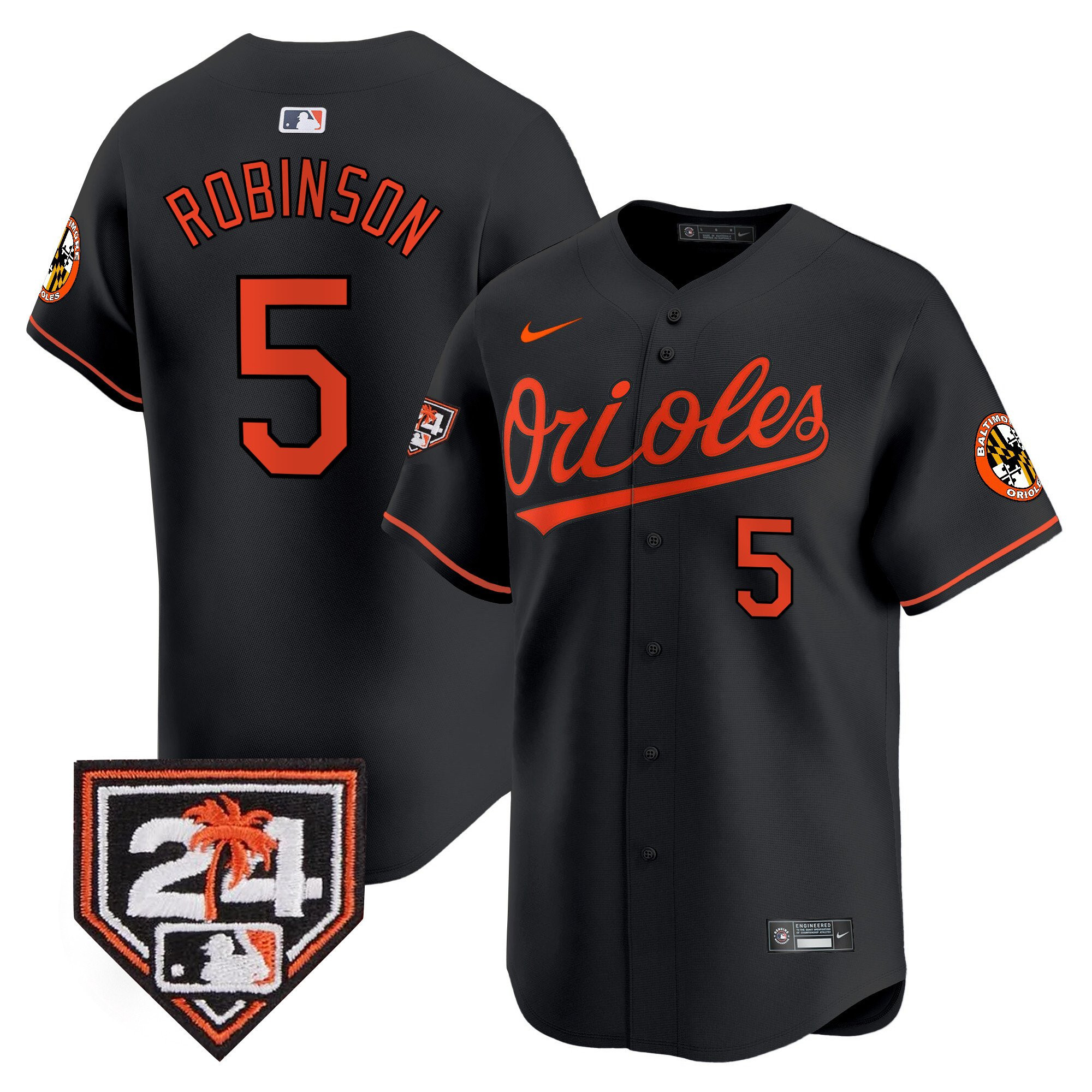 Brooks Robinson 5 Baltimore Orioles 2024 Spring Training Patch Men Baseball Jersey - Black