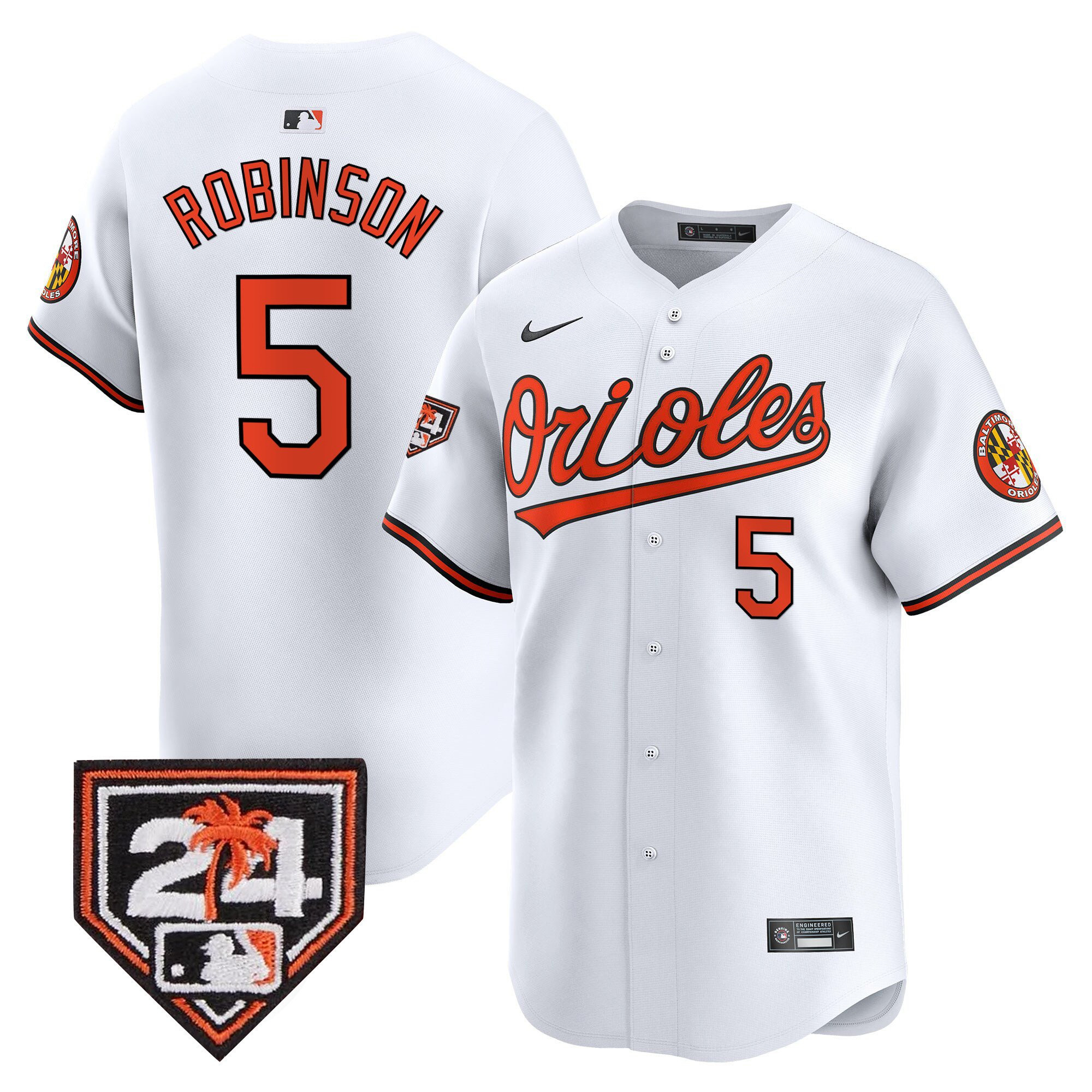 Brooks Robinson 5 Baltimore Orioles 2024 Spring Training Patch Men Baseball Jersey - White