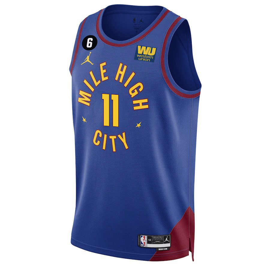 Alternative view of Bruce Brown 11 Denver Nuggets Final Champions 2023 Swingman YOUTH Basketball Jersey - Blue - JS493 