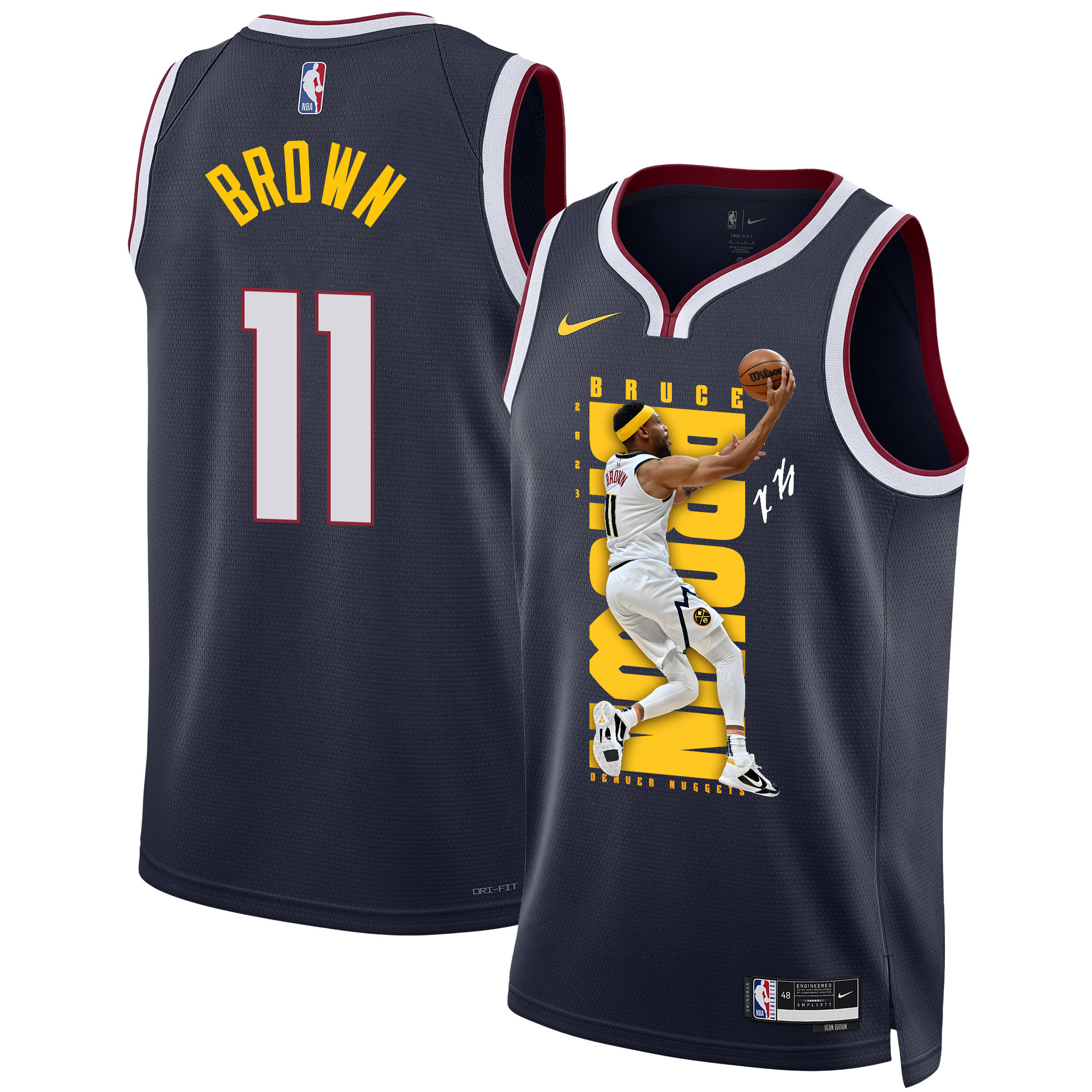 Bruce Brown 11 Denver Nuggets Playing Style 2023 NBA Champions Swingman Basketball Jersey - Black - JS999 
