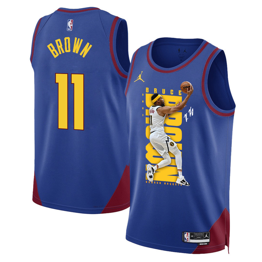 Bruce Brown 11 Denver Nuggets Playing Style 2023 NBA Champions Swingman Basketball Jersey - Blue - JS761 