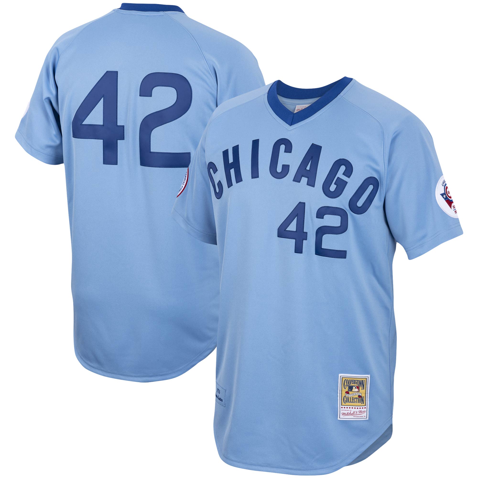 Alternative view of Bruce Sutter Chicago Cubs Mitchell & Ness Road 1976 Cooperstown Collection Authentic Baseball Jersey – Light Blue